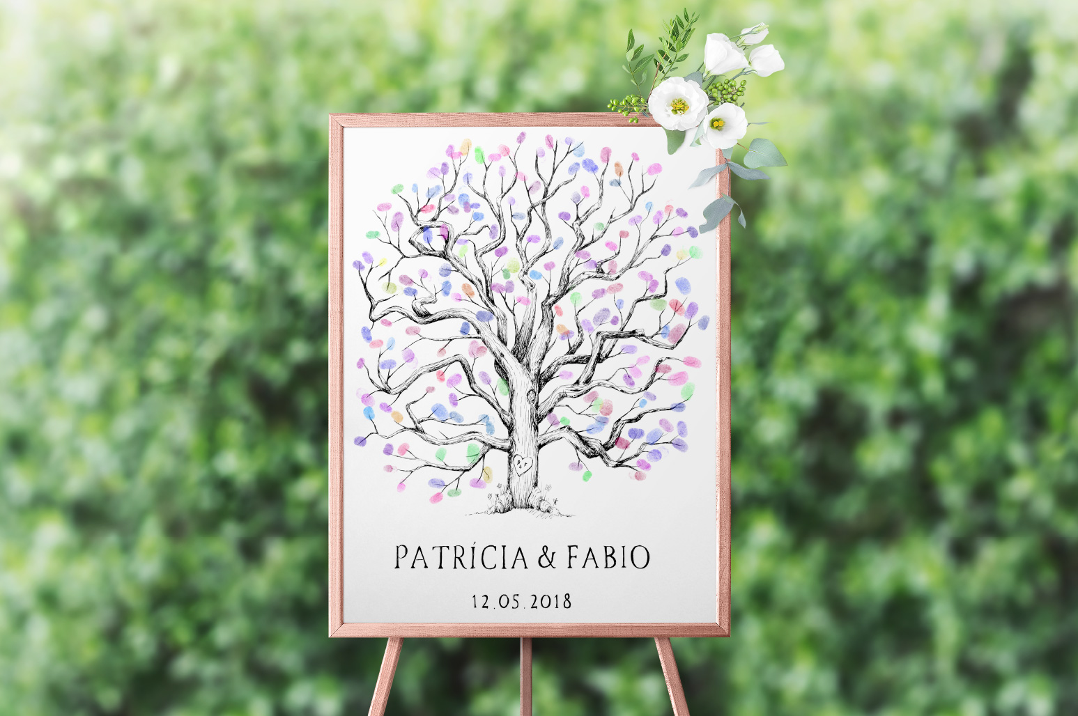 handraw finger tree wedding guestbook - desenho de árvore de assinaturas para casamento