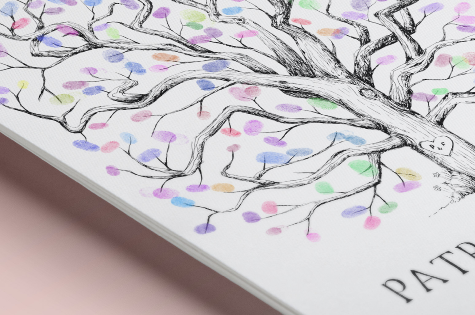 detail handraw finger tree wedding guestbook - detalhes do desenho de árvore de assinaturas para casamento